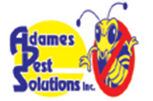 Adames Pest Solutions Inc. logo with wasp mascot